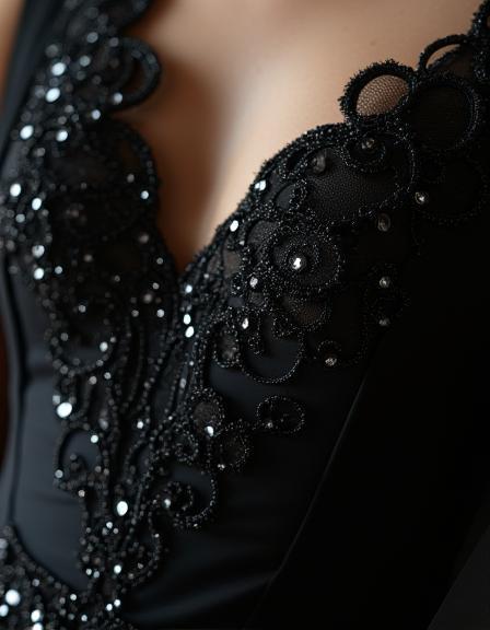 Detail of an elegant evening gown